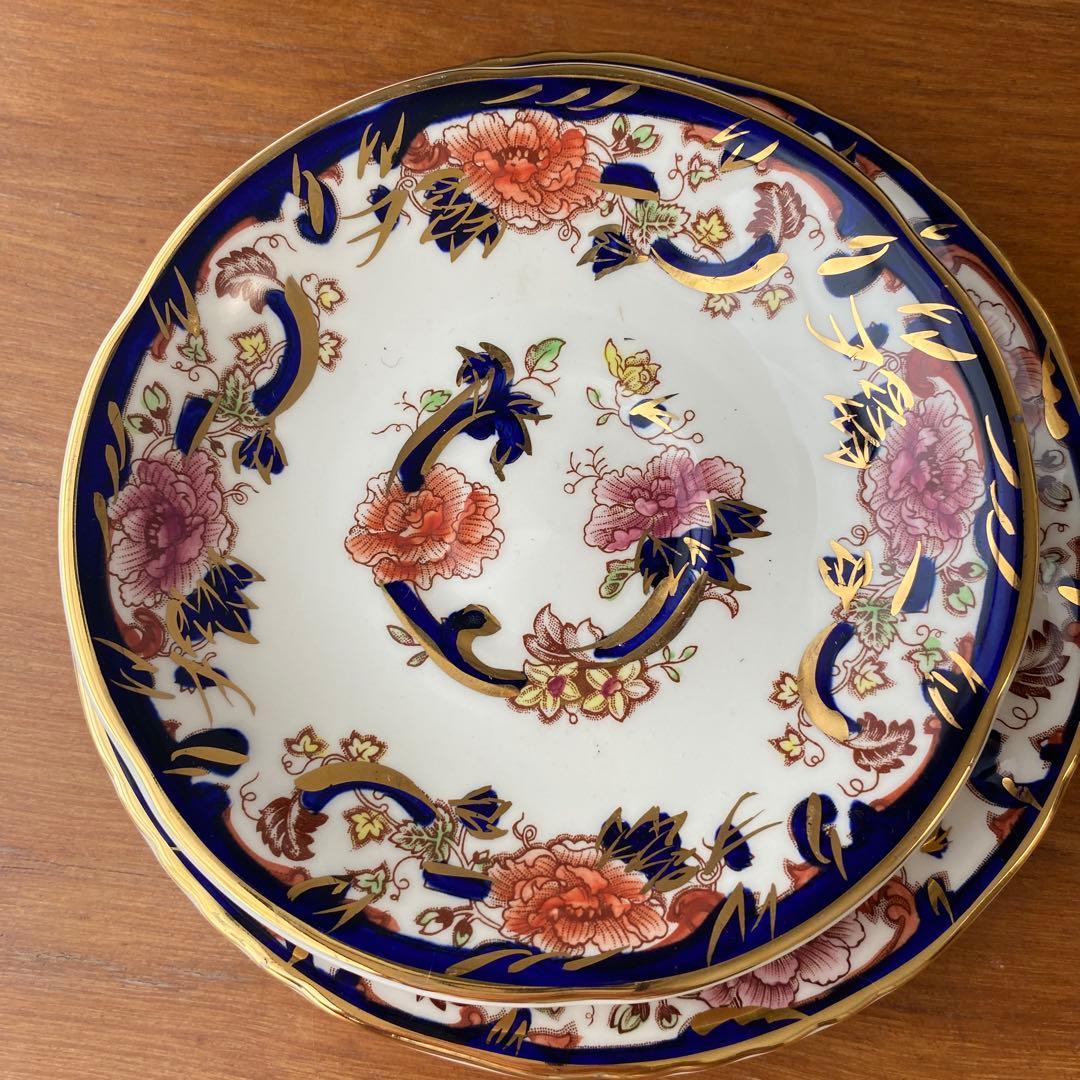 メイソンズ　ブルー　マンダレイ　ピオニー　カップ　ソーサー　プレート　2客セット