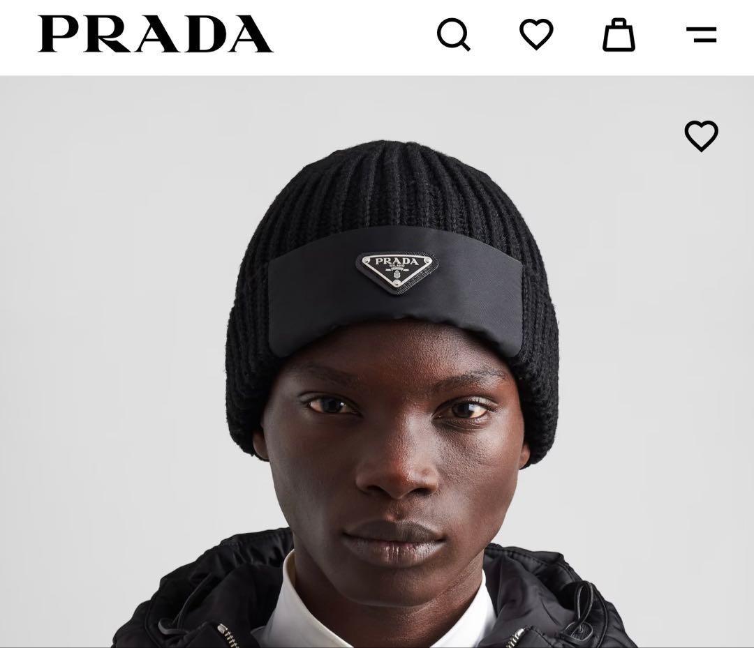 美品！　プラダ　人気　ニット帽　ロゴ