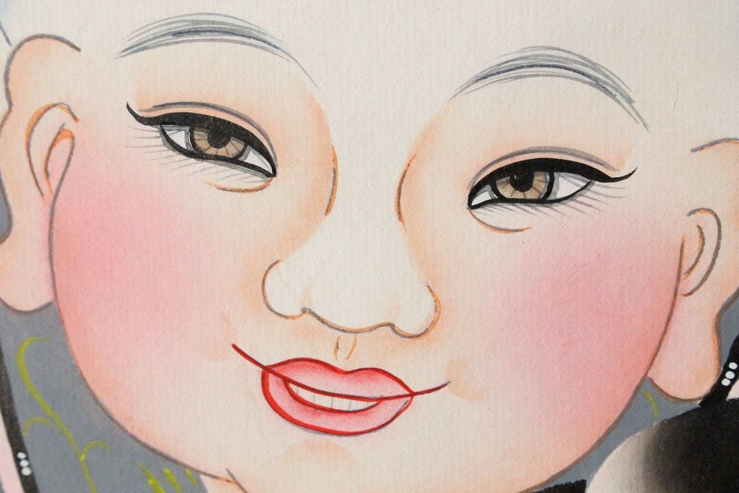 No5210 掛軸　中国画　「楊柳青年画」　木版画　紙本　古画　古美術　送料無料