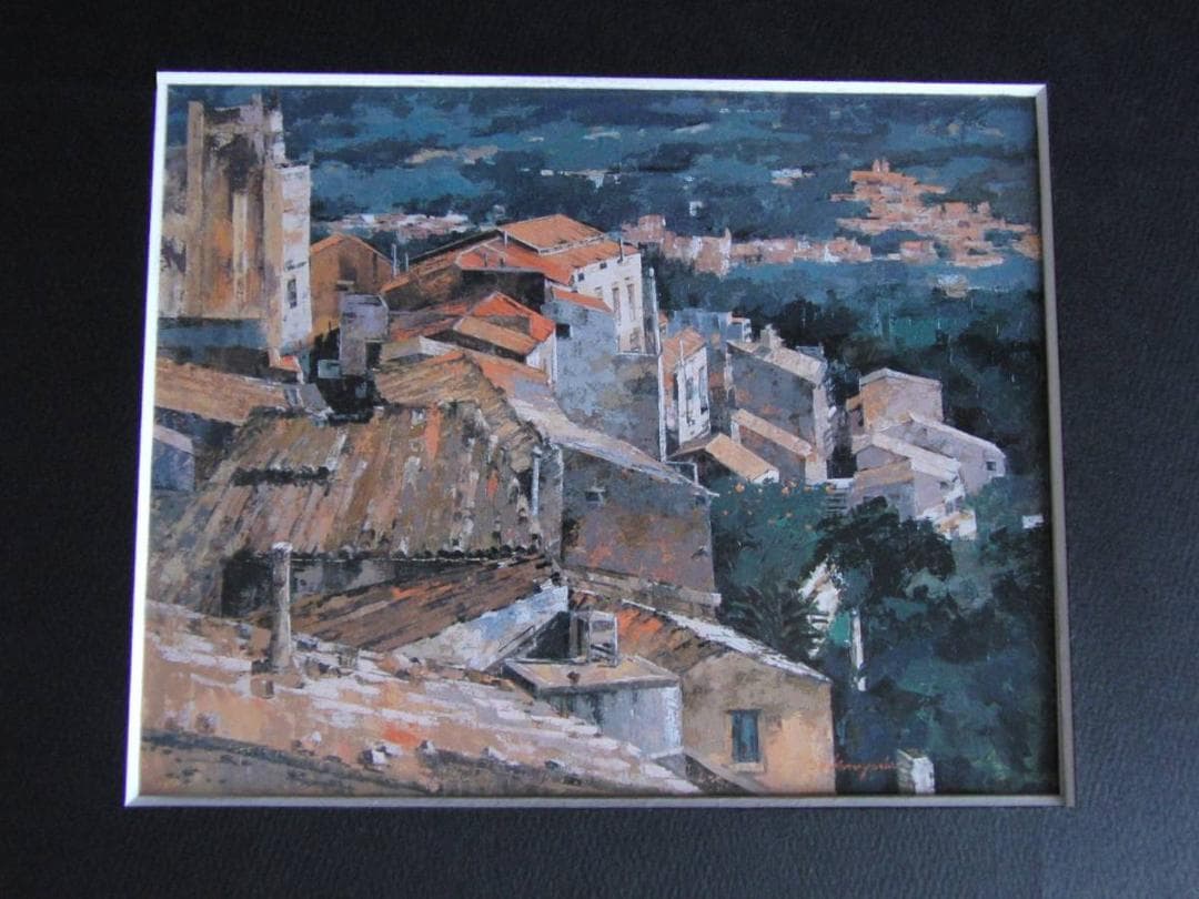 大島和芳、【イブラの丘より（シチリヤ島）】、希少な額装用画集より