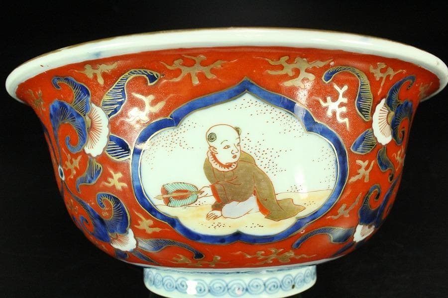 古伊万里 金蘭 模様 三重 鉢 碗 三件(K-XA727)