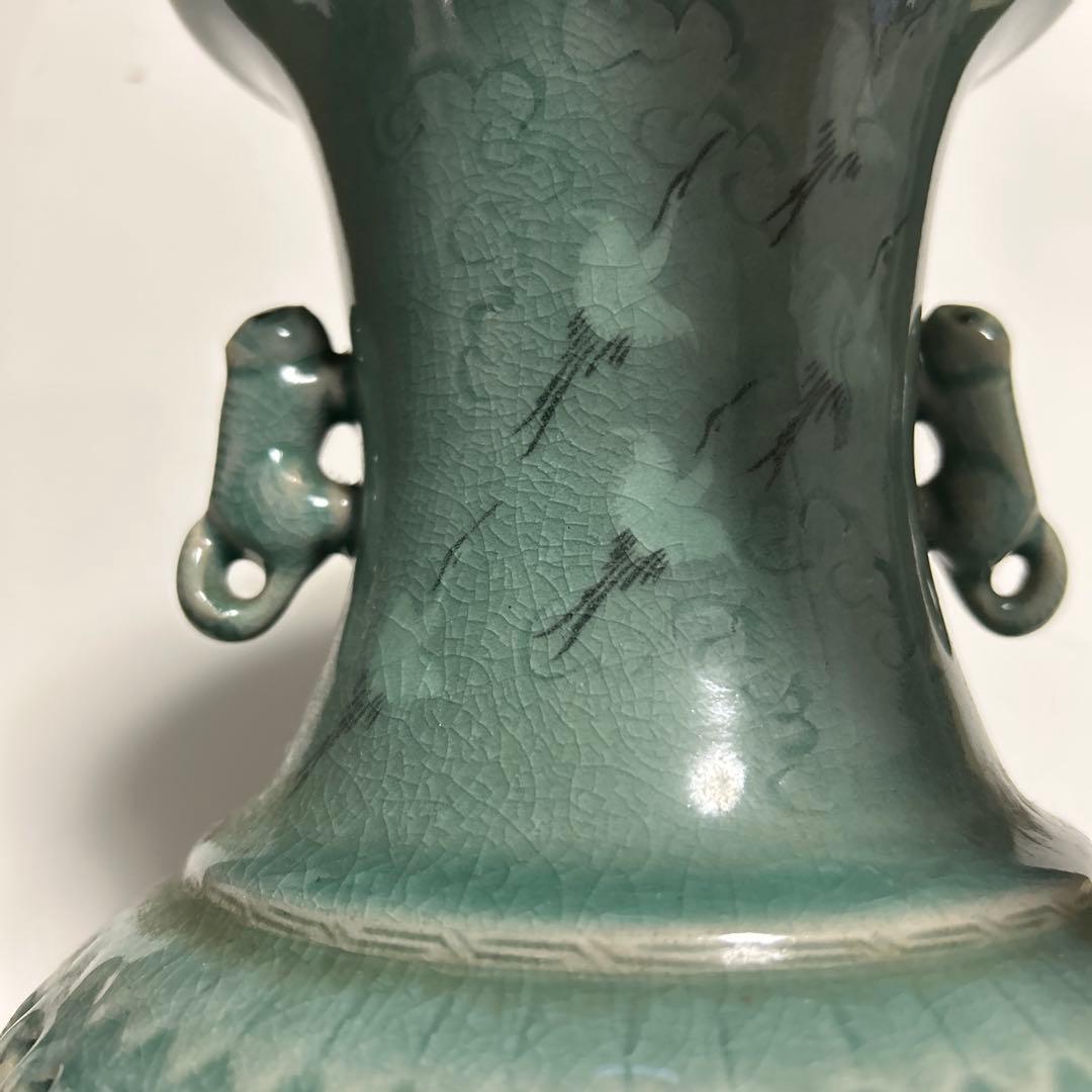 深源　中国アンティーク　網目模様花瓶