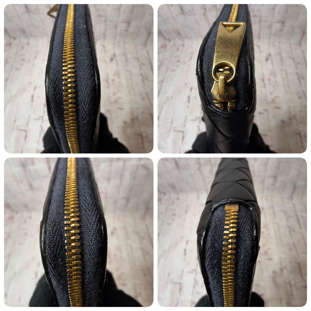 【現行／美品】ボッテガヴェネタ 二つ折り財布 ラウンドジップ IC搭載／黒A