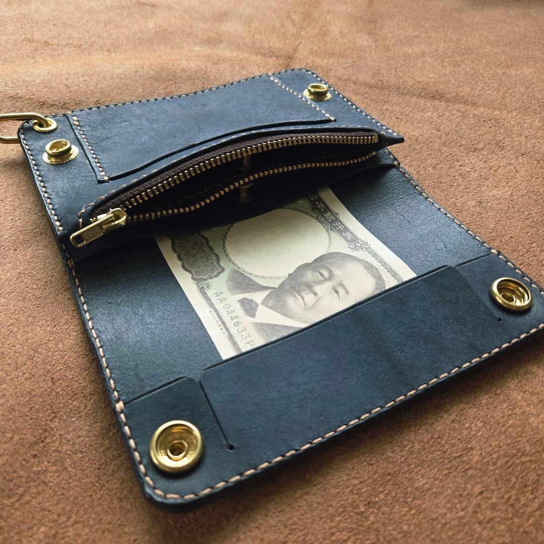 237 ミドル　トラッカーウォレット イタリアンレザーMARGOT【ネイビー】