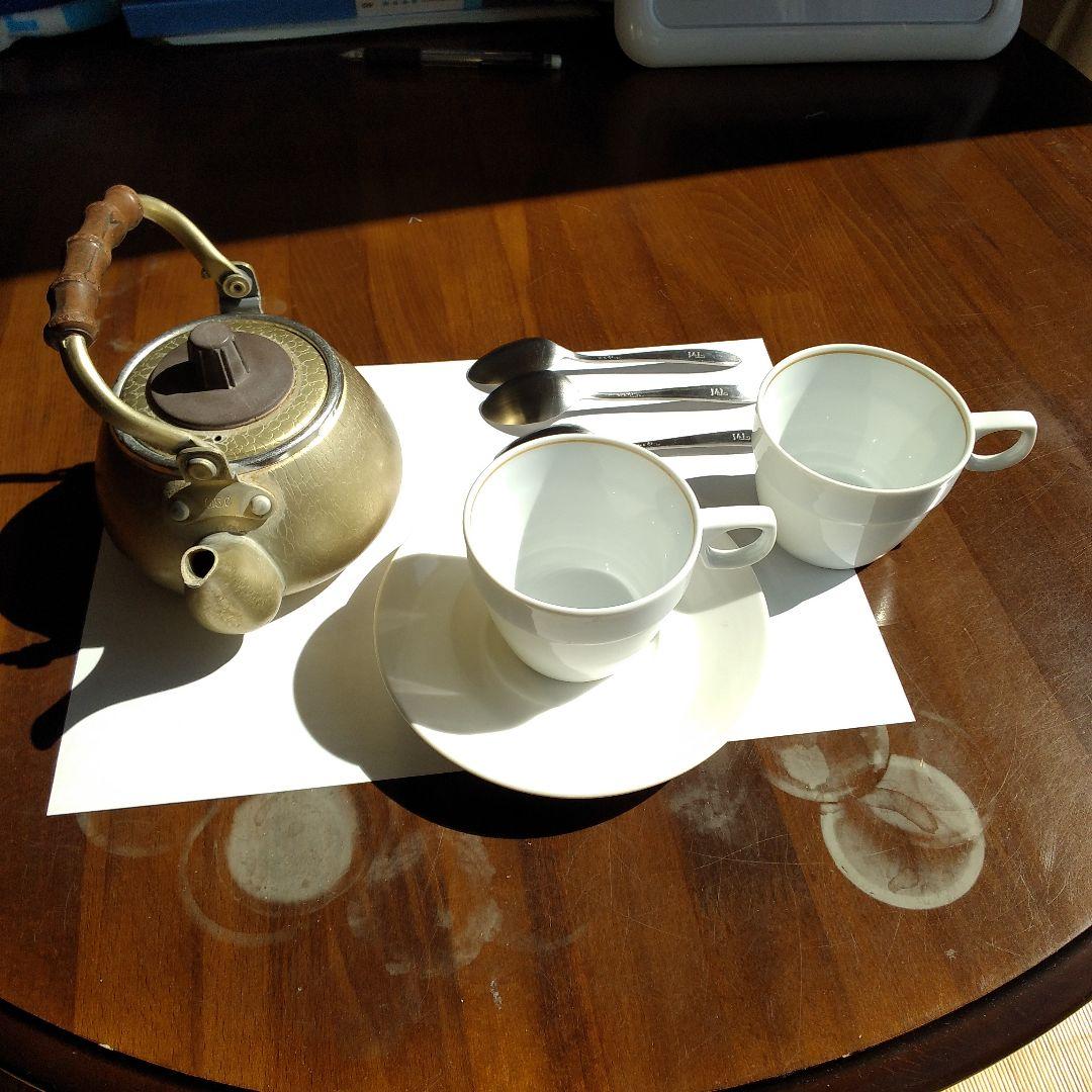 JALジャンボジェット機ファ－ストクラスで使用されていた銅製急須コ－ヒ－カップ。