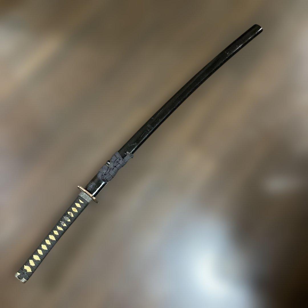 模造大刀 黒柄 太刀鍔 黒梨地鞘
