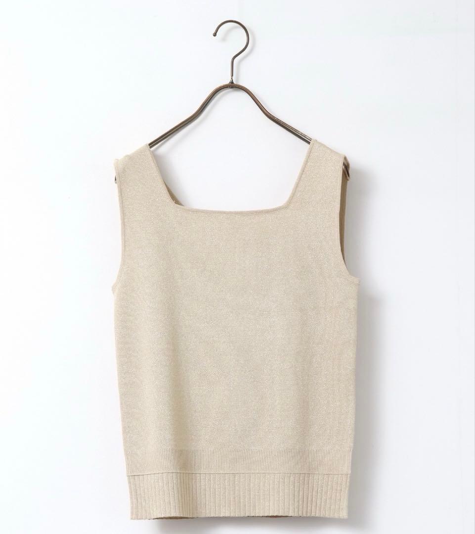 ルッキ　スクエアラメニット タンクトップ　ベージュ＆グレー2枚