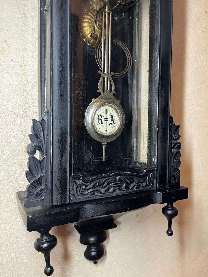 精工舎　黒塗　柱時計　古時計　振り子　レトロ　ゼンマイ　ボンボン　ユンハンス　掛