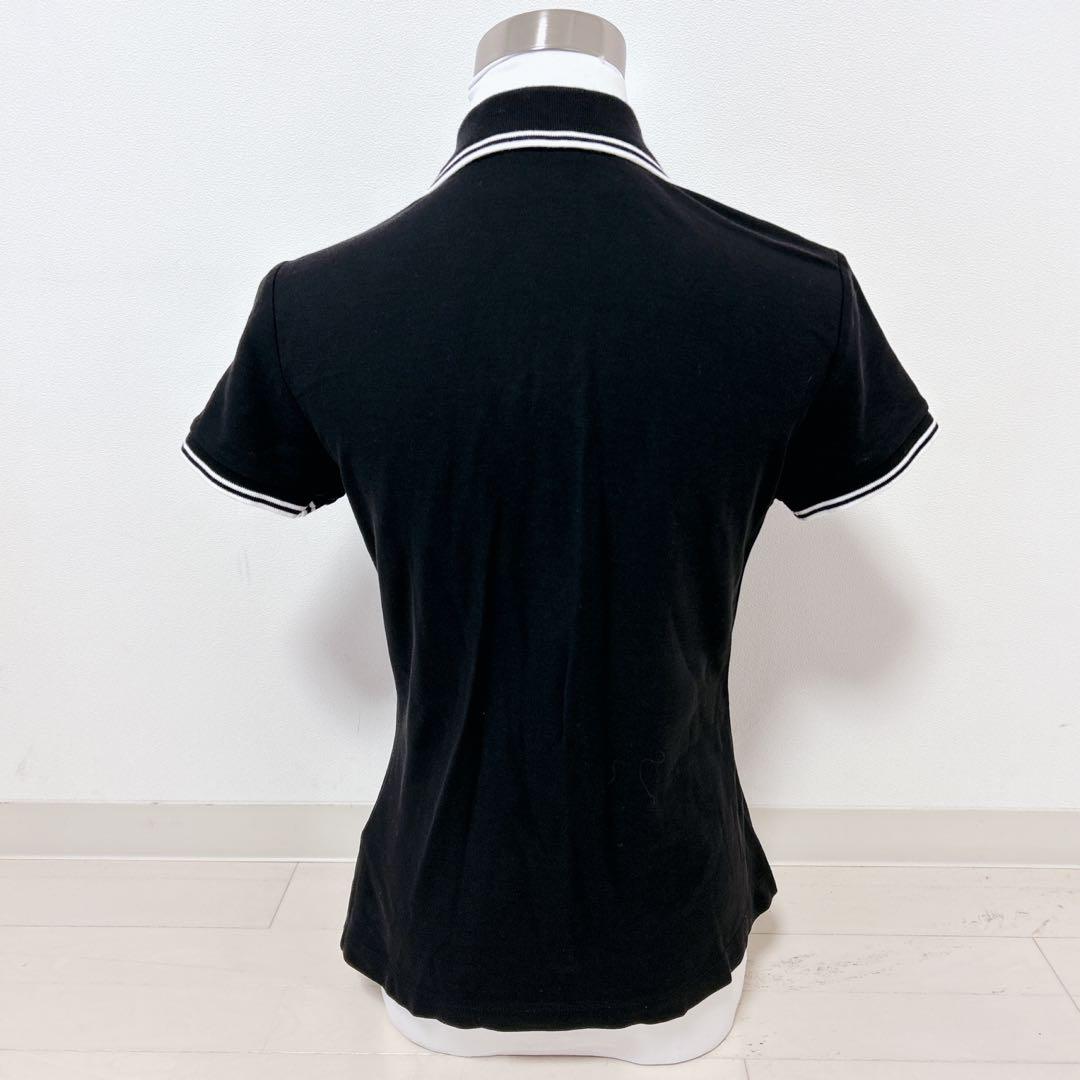 【美品】MONCLER ライン ポロシャツ ロゴ ワッペン 半袖 ブラック