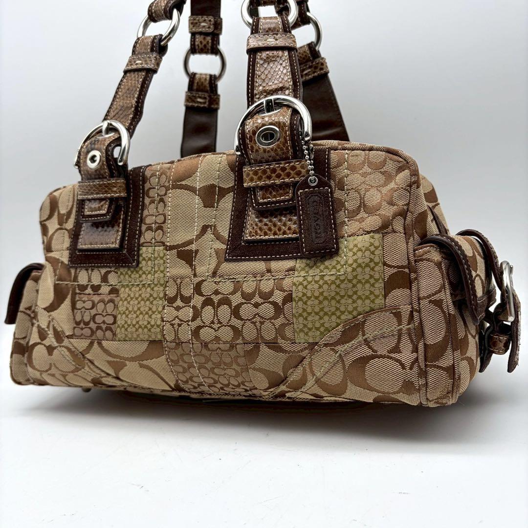 コーチ ハンドバッグ ソーホー パッチワーク y2k 茶 10088