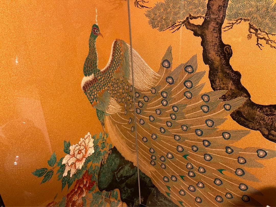 豪華絢爛⭐︎表面ガード付き　孔雀と花の衝立　ダイヤモンド入り（目）