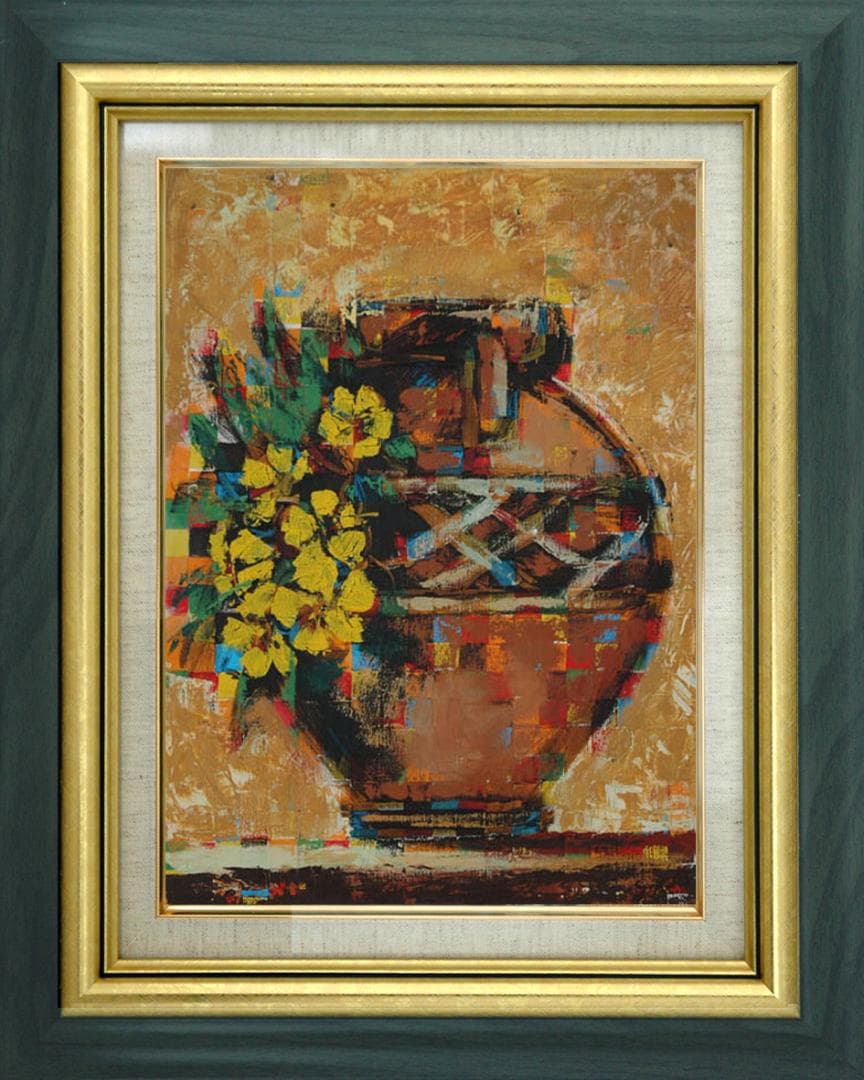 油絵 菅家令子 絵 絵画 インテリア uF6-063904 静物 壺 花