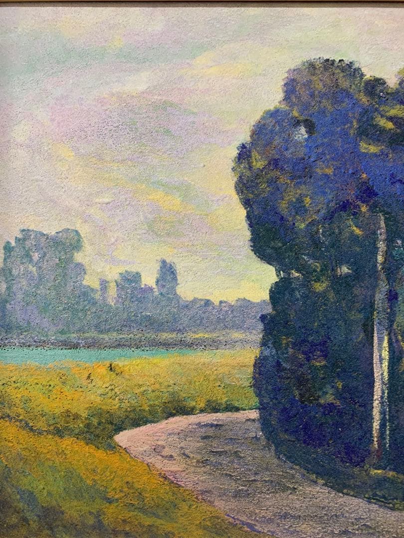 絵画　額装　日本画　真作　由里本出『森』金落款　共シール有り