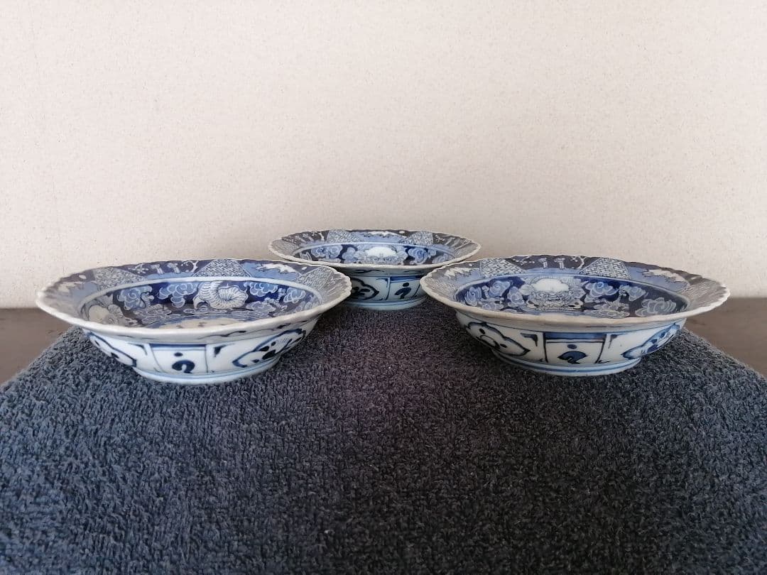 古伊万里　染付 皿 5客セット　江戸時代