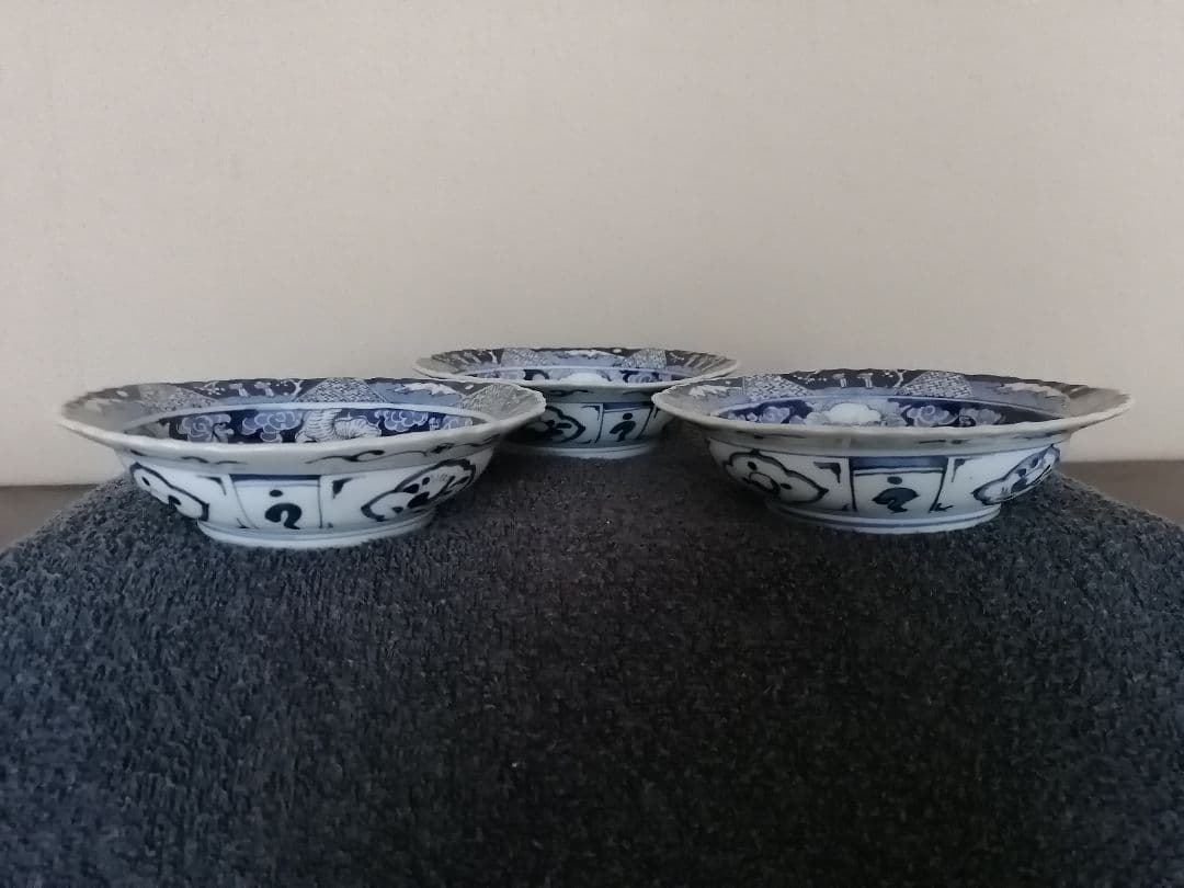 古伊万里　染付 皿 5客セット　江戸時代