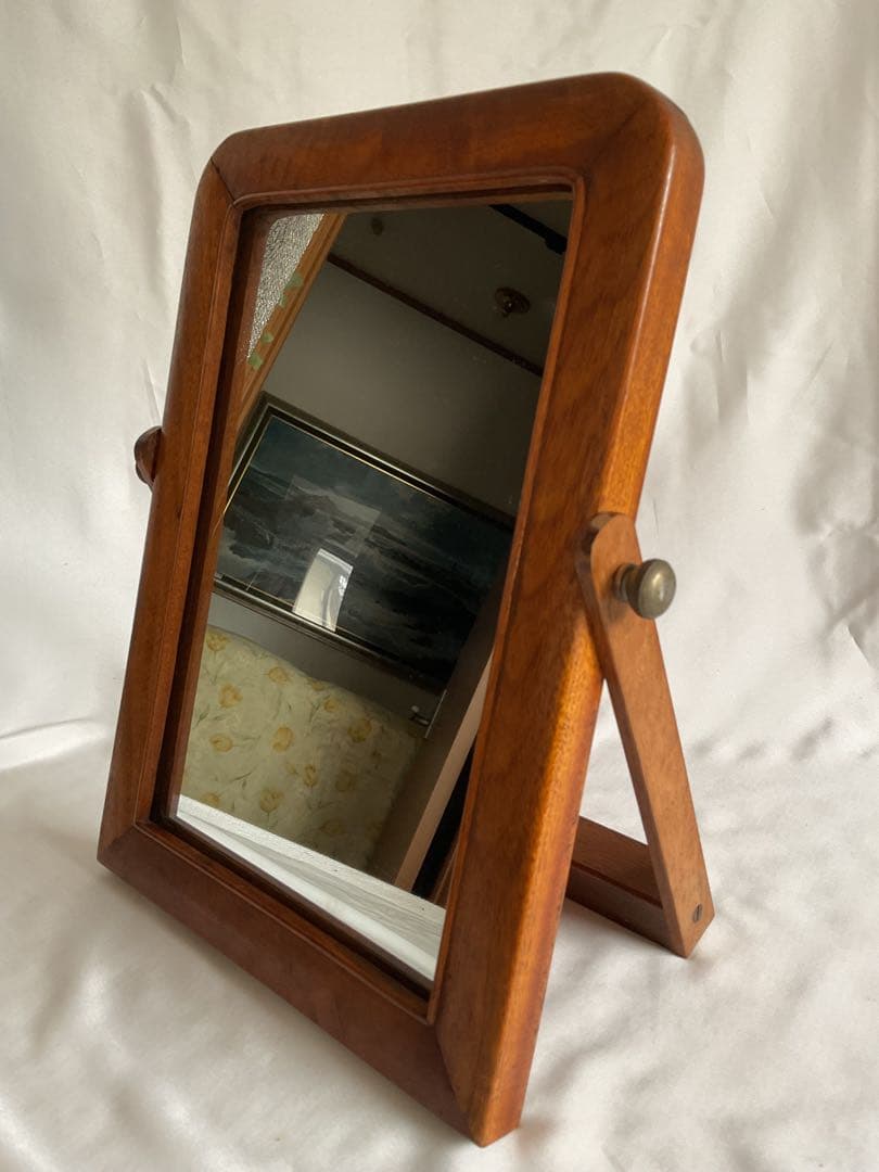 希少！！美しい花杢の古いフランス製「スタンドミラー」