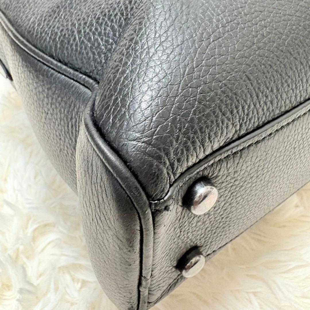 美品 コーチ ブリーフケース 2way オールレザー グラハム シボ革 ブラック