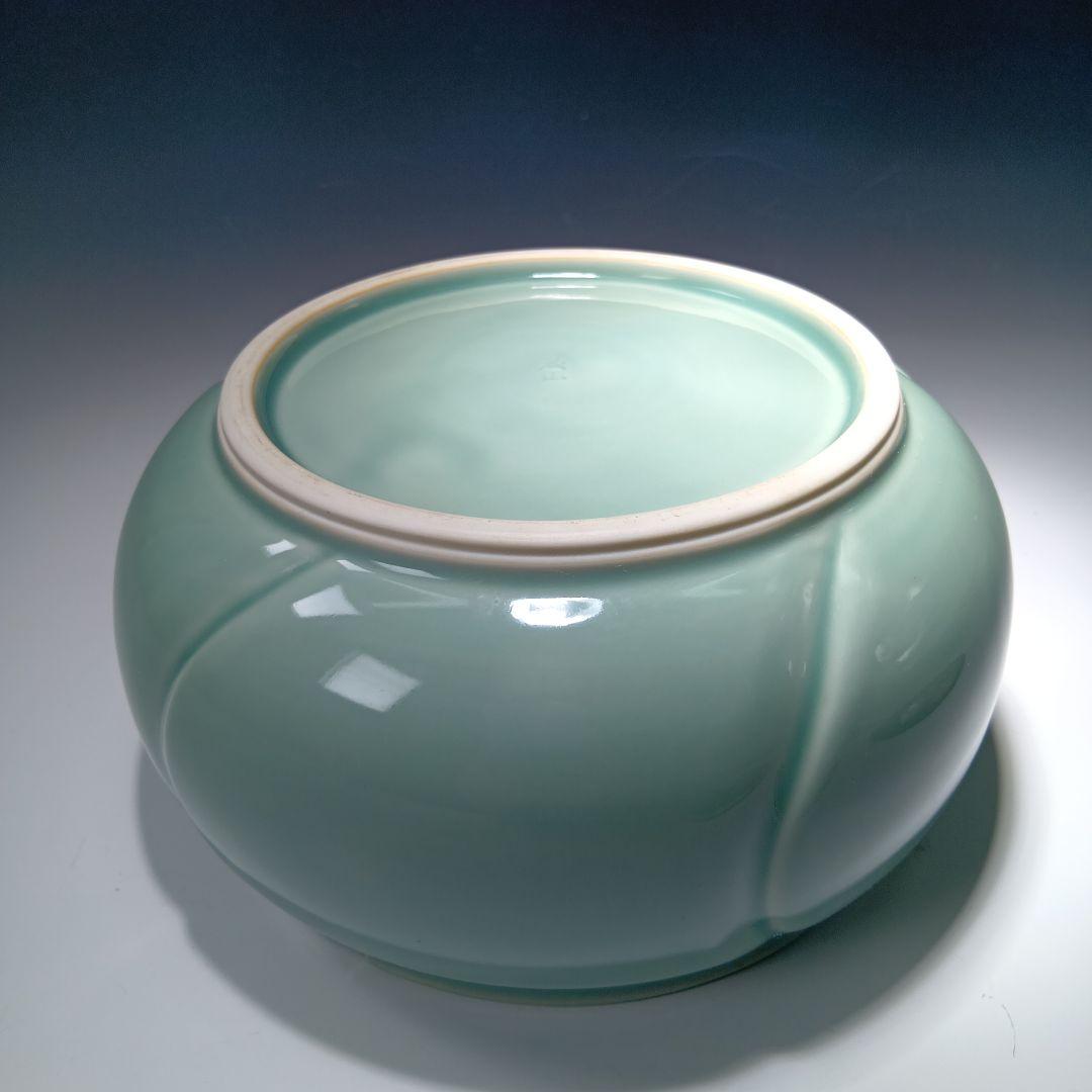 値下げ茶道具　加藤藤山作　青磁捻梅水指　 共箱　美品