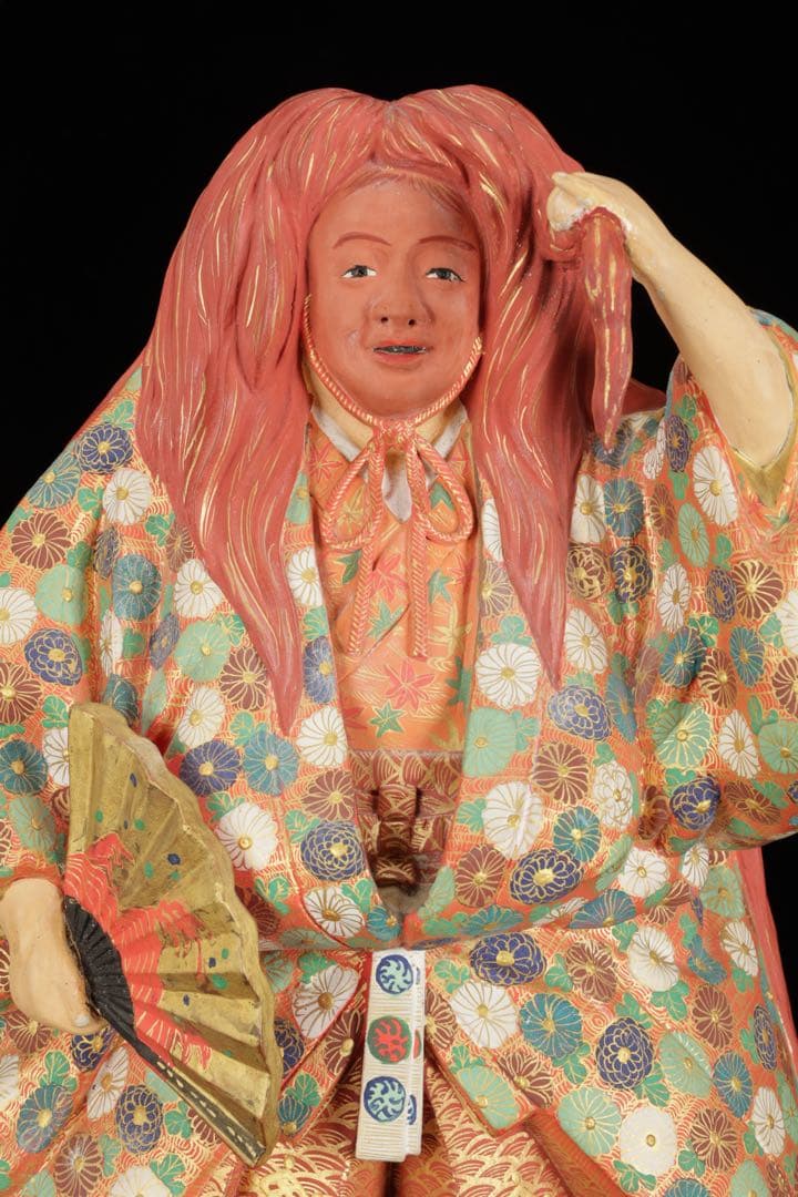 【初代 久世久宝】極彩色 能人形 「猩々」 29cm 共箱 京焼 古美術 骨董品