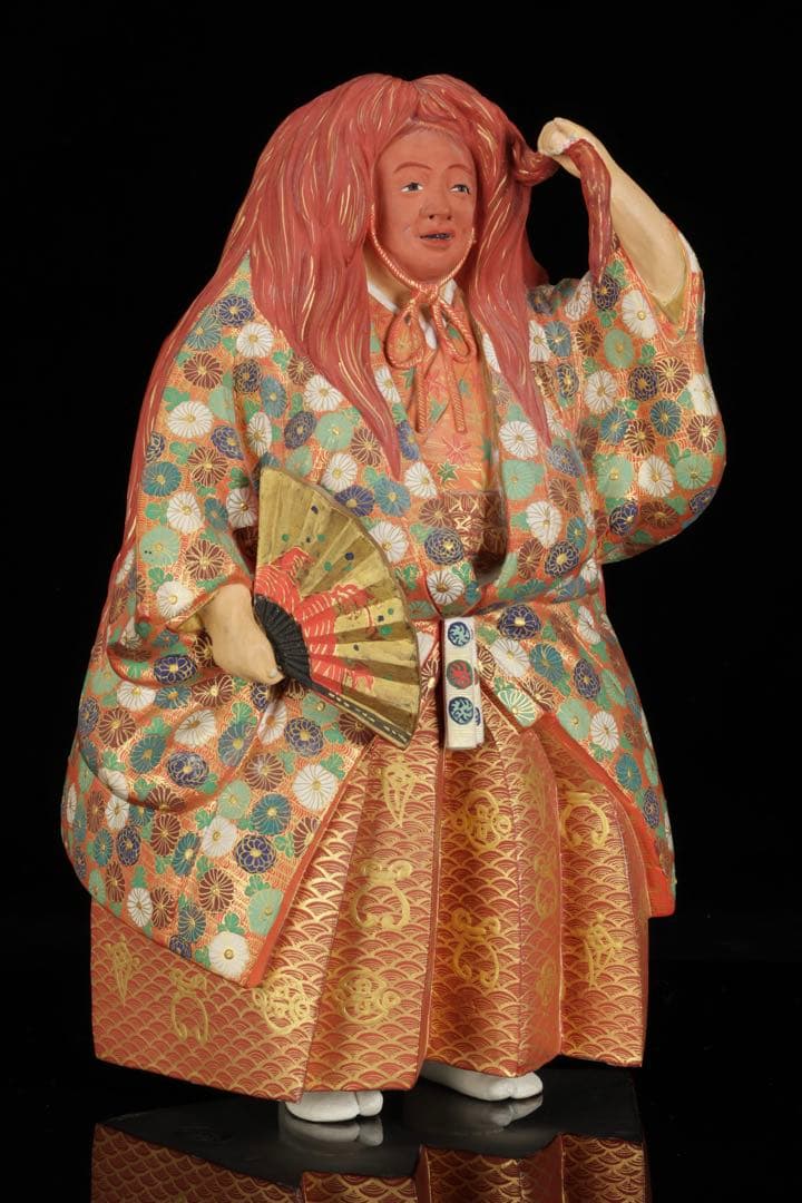 【初代 久世久宝】極彩色 能人形 「猩々」 29cm 共箱 京焼 古美術 骨董品