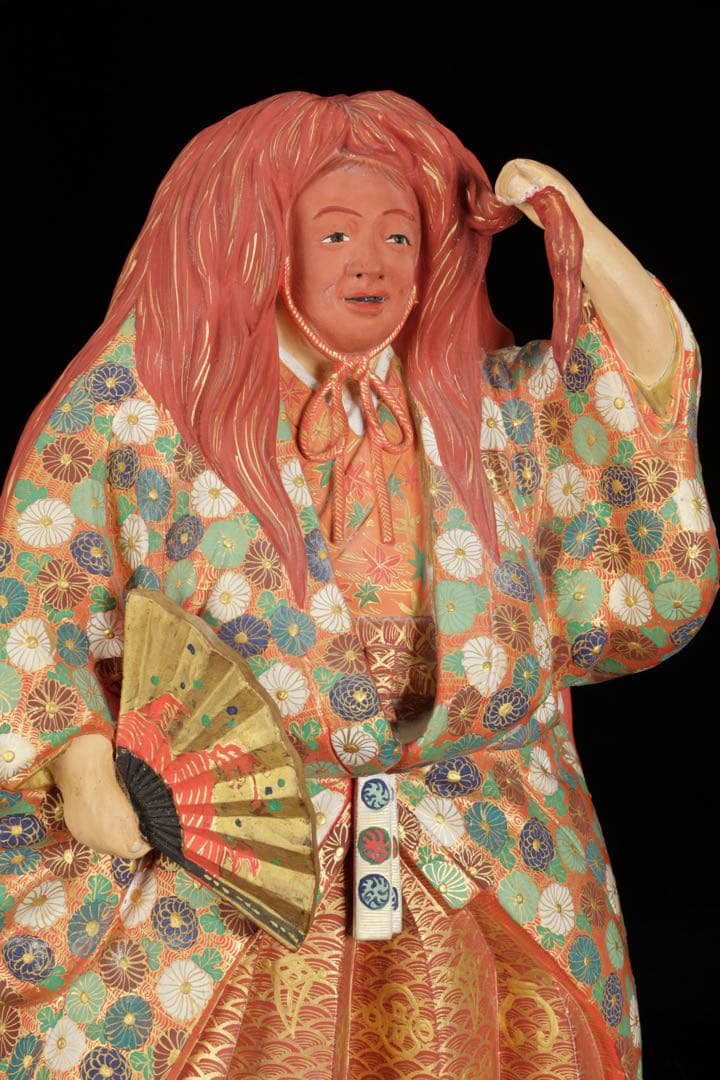 【初代 久世久宝】極彩色 能人形 「猩々」 29cm 共箱 京焼 古美術 骨董品