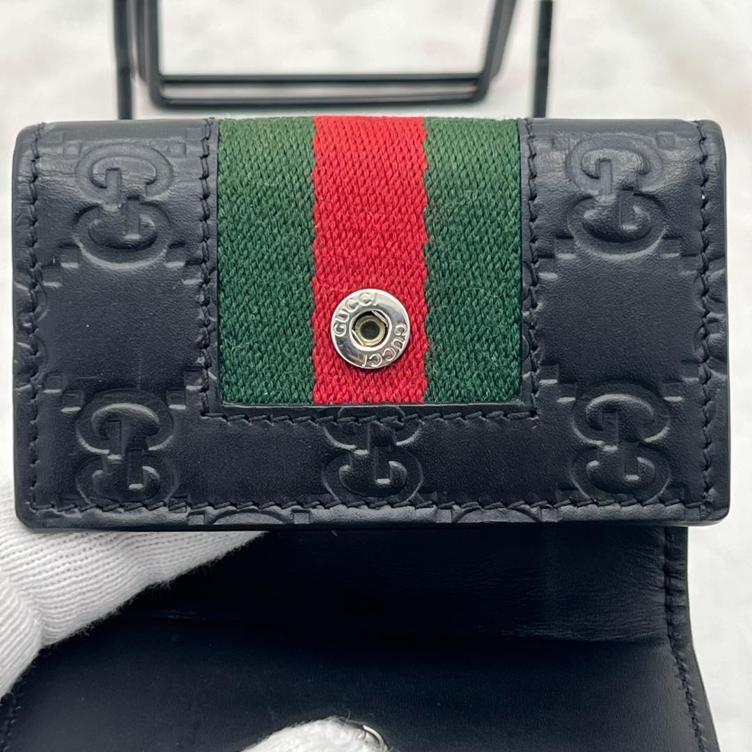 【美品】GUCCI グッチ シェリーライン GG柄 6連 キーケース ブラック