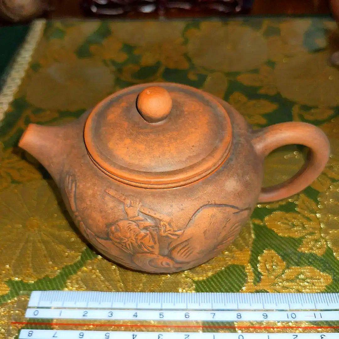 【最終価格】 中国　紫砂朱泥　在銘入　刻入急須水滴