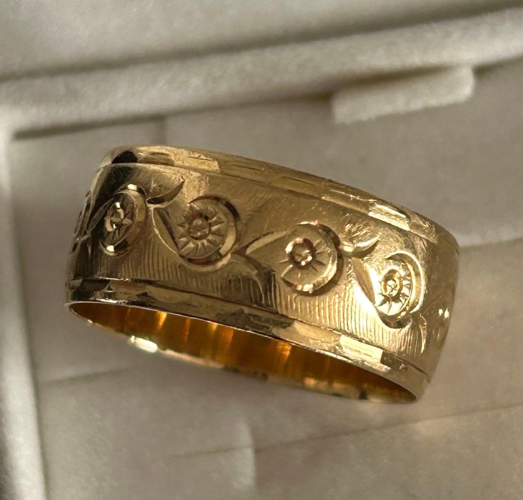 K18 平打ち デザインリング 造幣局刻印 約4.2g