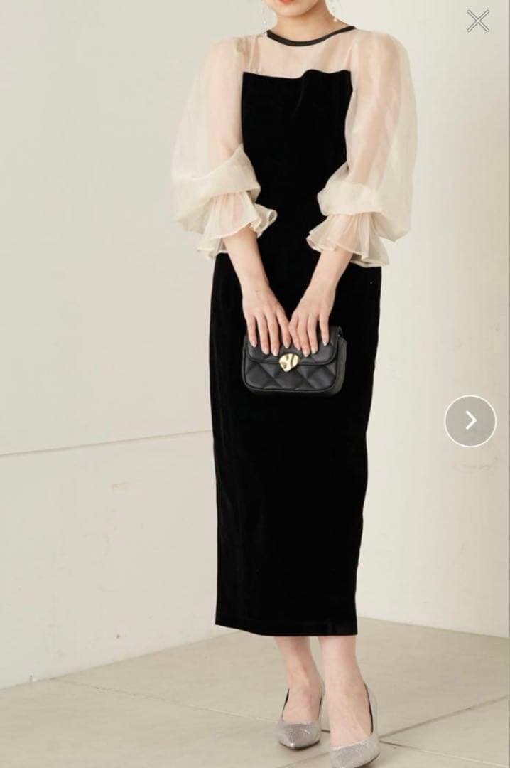 【SALON by Chico限定】配色シースルータイトロングドレス