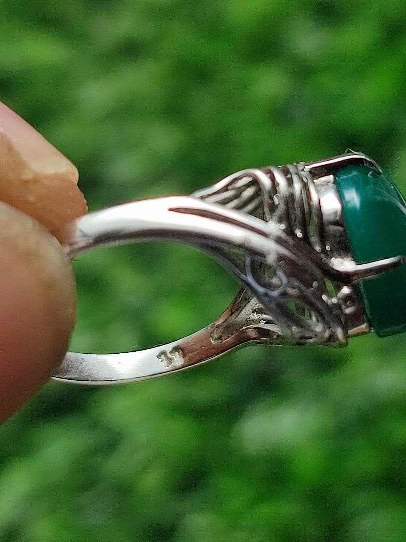 ヴィンテージリング グリーンジェイド シルバー900 リング