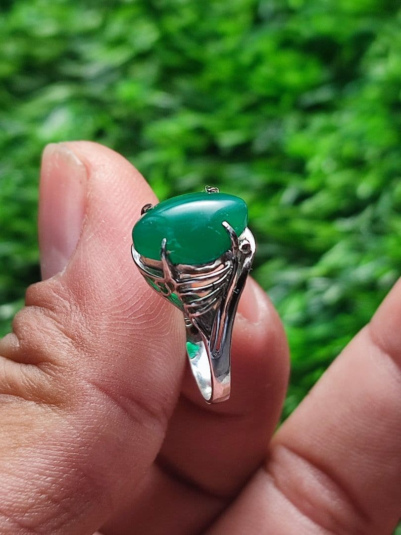 ヴィンテージリング グリーンジェイド シルバー900 リング
