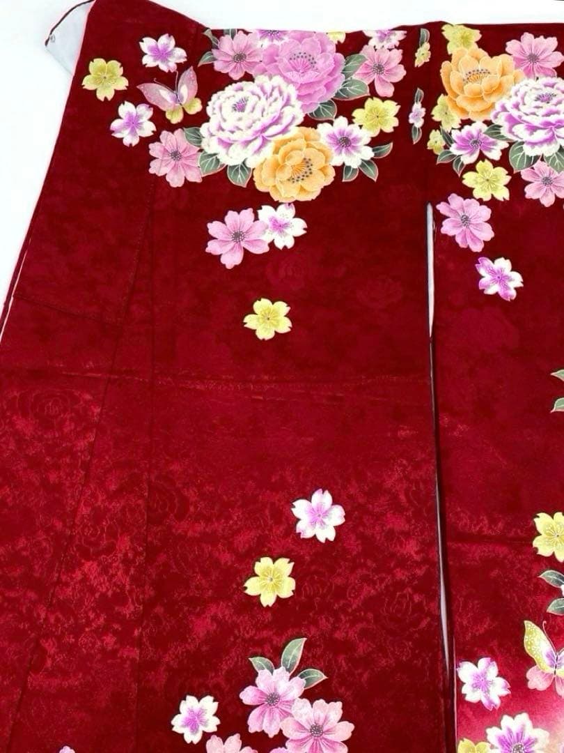 振袖 刺繍 銀彩 ストーン 牡丹 紋意匠 身丈169cm 撥水加工済