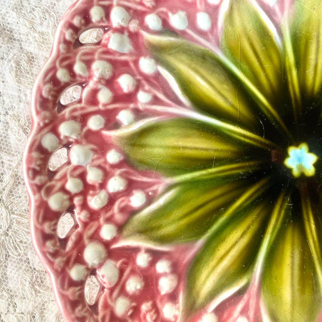 すずらんプレートピンク　ヴィレロイ＆ボッホ　バルボティーヌ検フランスアンティーク