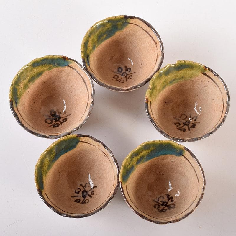 煎茶道具　織部焼　玉露　煎茶器揃　急須　湯冷　茶碗五客　V　R7774