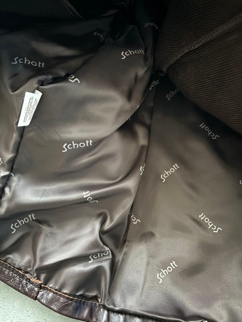 Schott 643EVS 襟付きシングルライダース ダークブラウン サイズ34