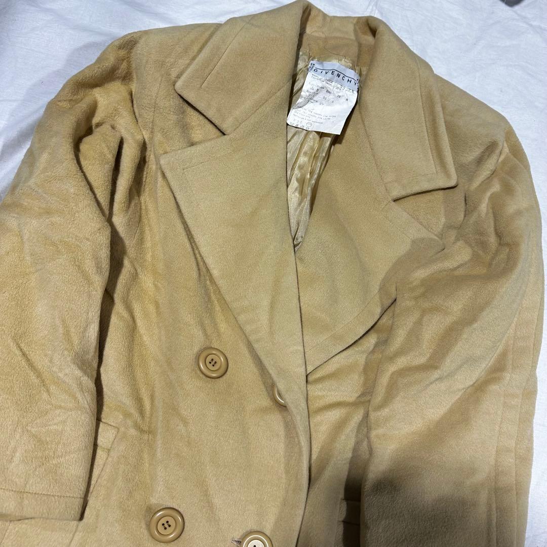 GIVENCHY フランス製 ウール×アンゴラ ダブルチェスターコート ベージュ