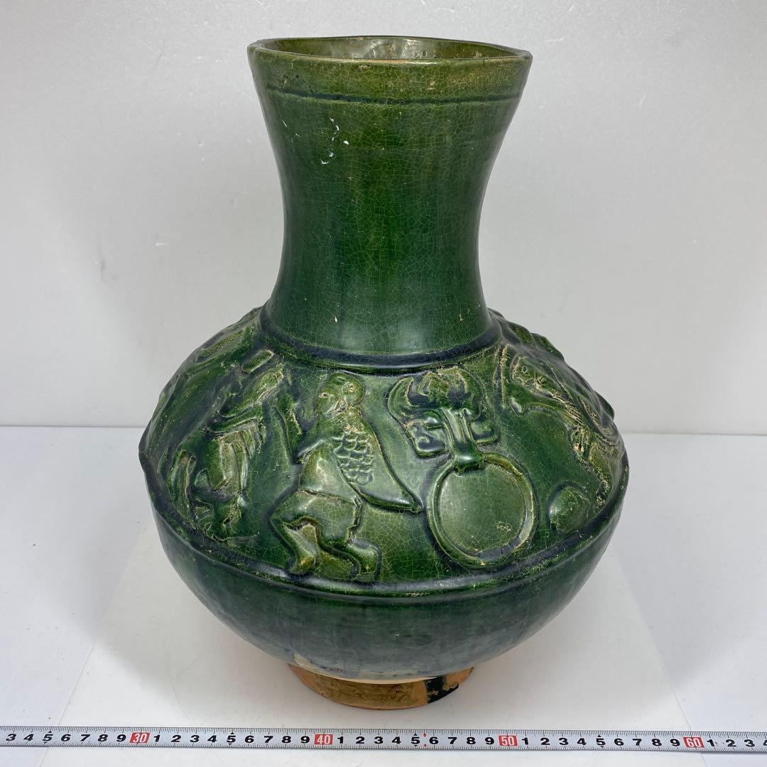 中国漢時代　漢緑釉　大花瓶　高さ約35㎝　タニチ　東里7-0405③