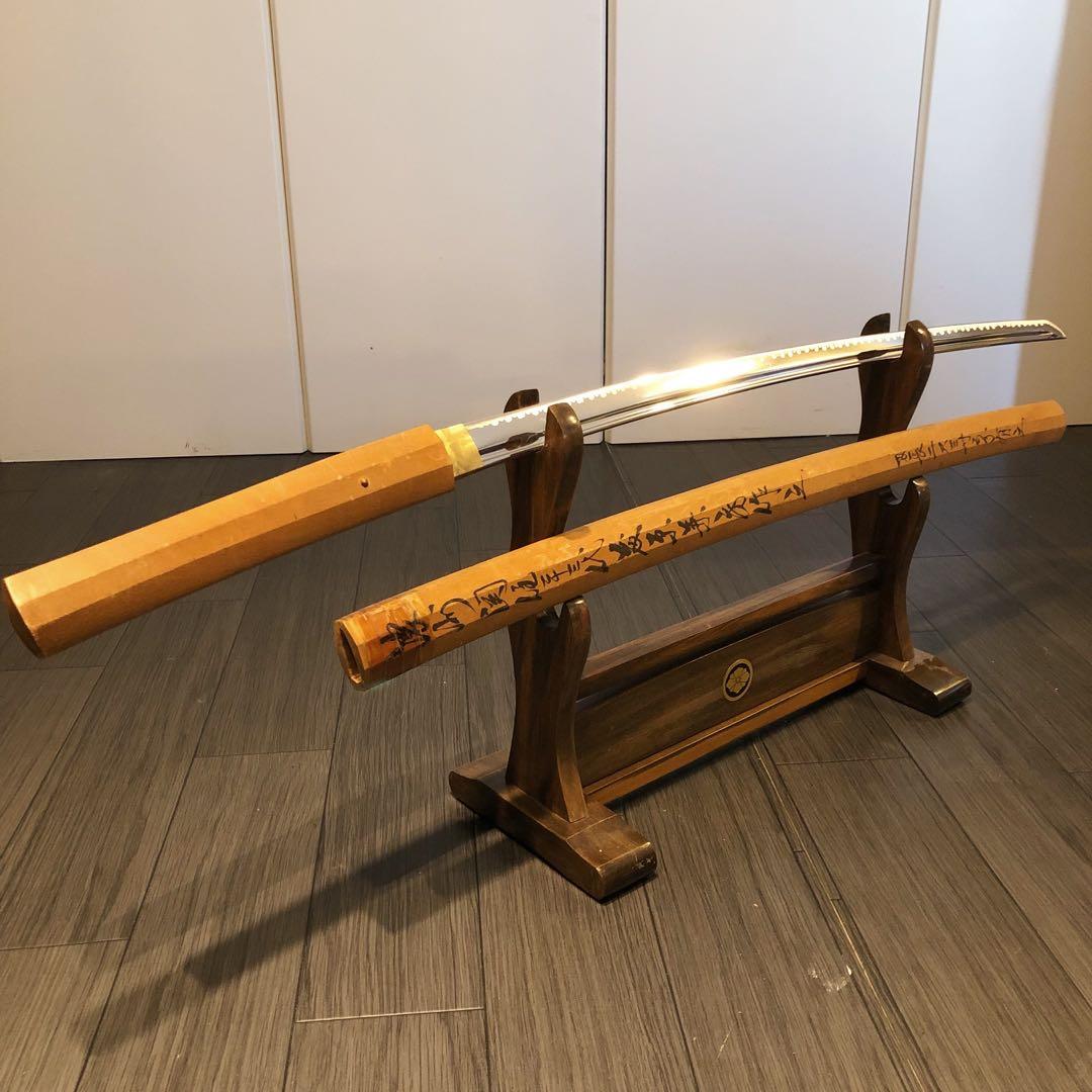 高級模造刀 白鞘 樋入り刀身　濃州関住二十三代藤原兼房作之 刃長二尺三寸五分有之