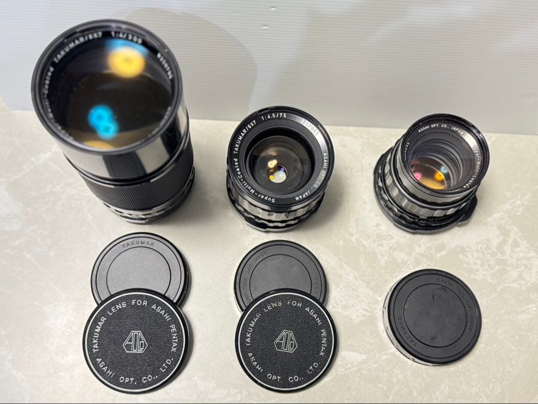【完全現状品】 Pentax 6x7 中判カメラ レンズ3本 グリップ付