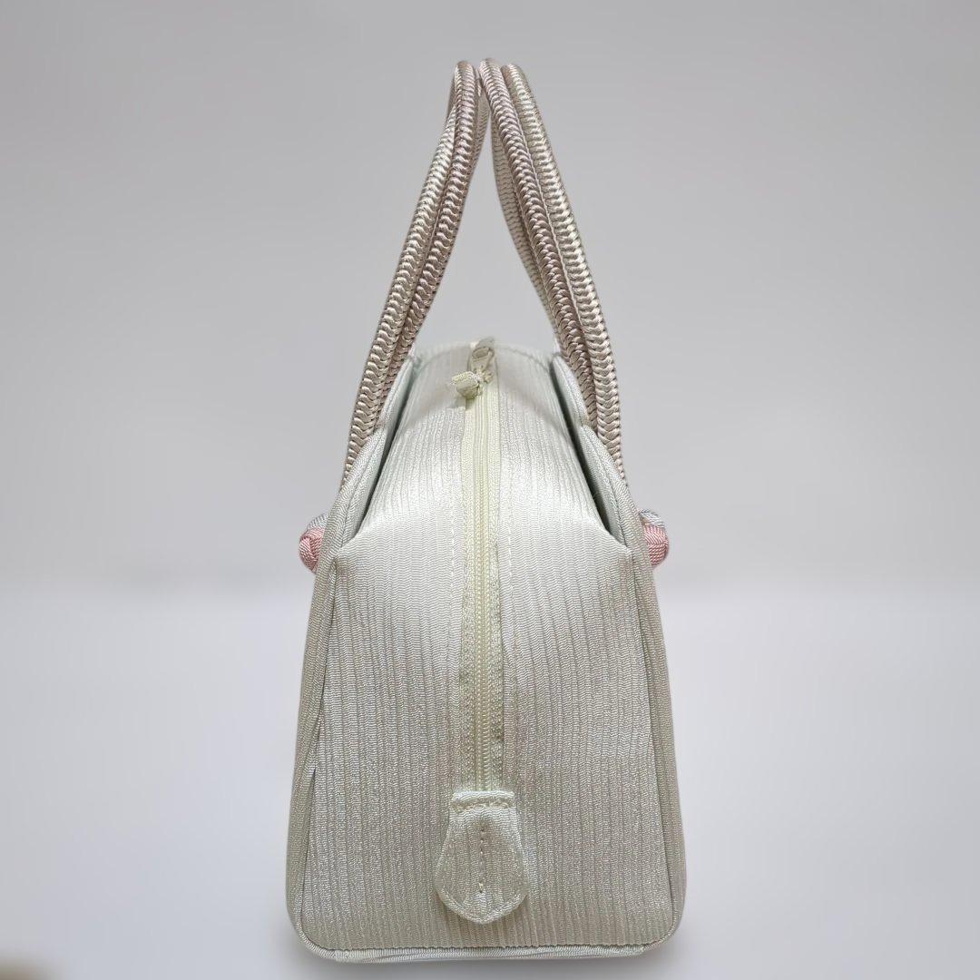 和装バッグ　横長　利休　バッグ　小田巻　　正絹　日本製