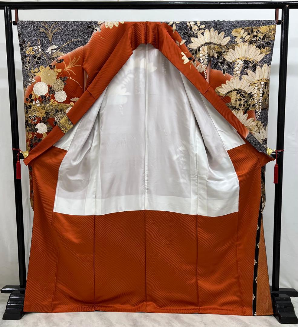 訳あり特価　振り袖　フルセット　金彩加工　刺繍入り　たたき染め　箔難あり626