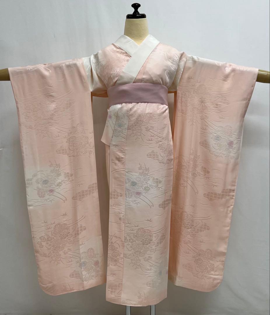 訳あり特価　振り袖　フルセット　金彩加工　刺繍入り　たたき染め　箔難あり626