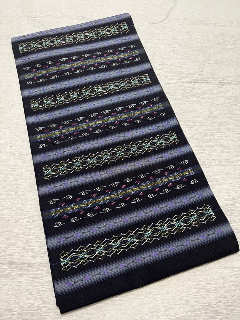 本場琉球南風原花織 名古屋帯 正絹 証紙付き