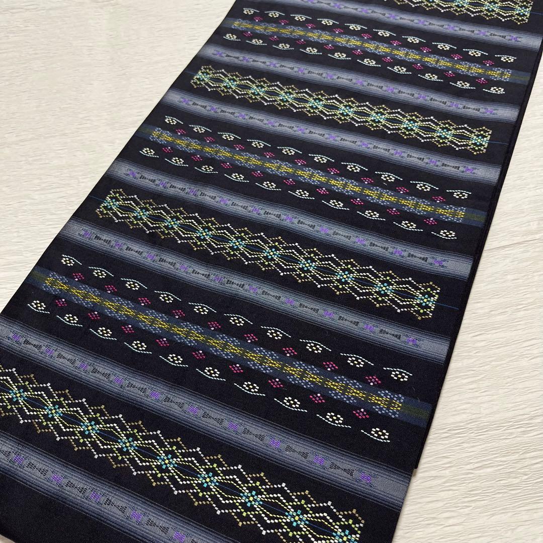 本場琉球南風原花織 名古屋帯 正絹 証紙付き