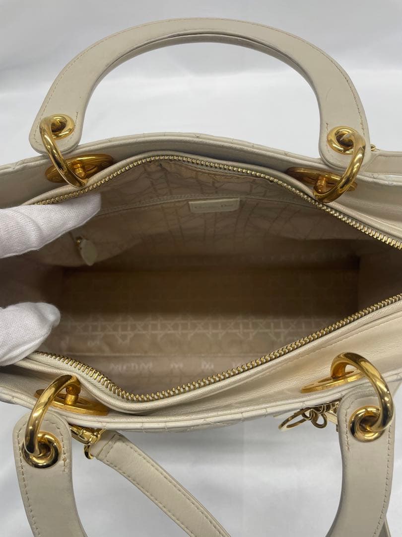 美品✨Dior レディディオール 2way ハンドバッグ ホワイト アイボリー