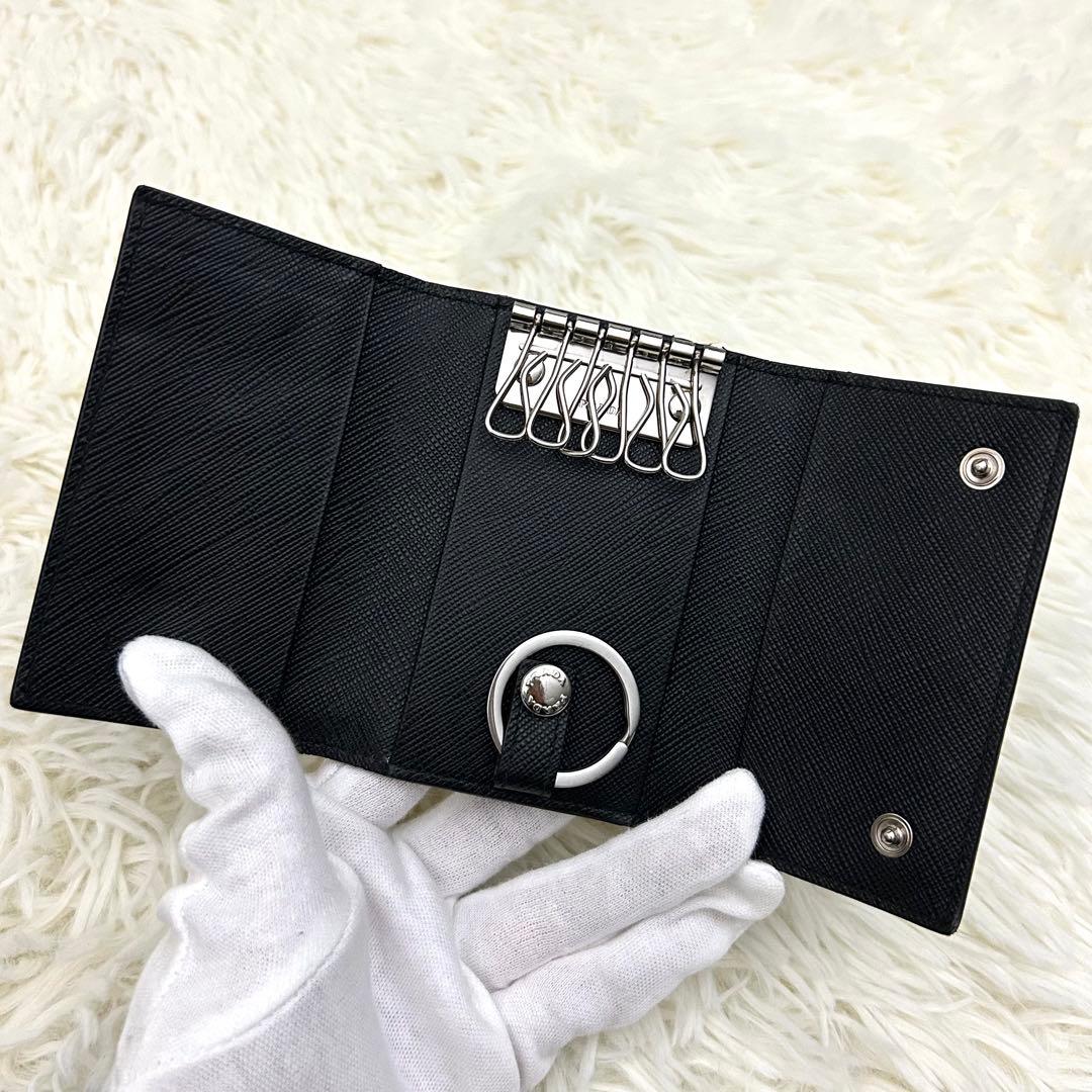 【美品】PRADA プラダ サフィアーノレザー 6連キーケース 鍵入れ ブラック