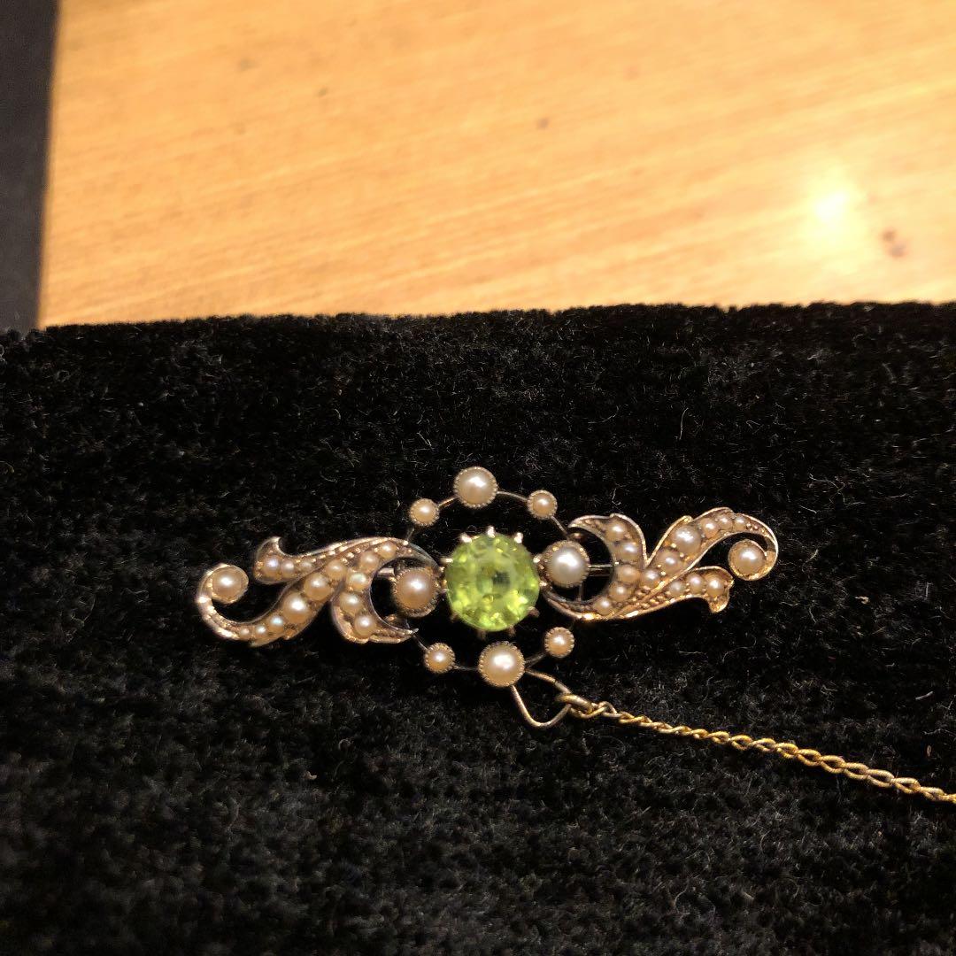 イギリスアンティーク　15K シードパールブローチ