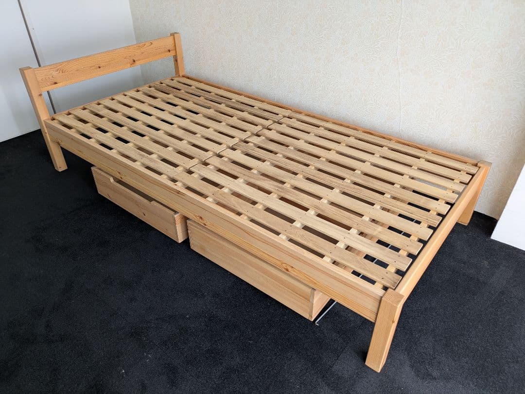 福岡市引取り限定　　収納付き　無印良品 ベッド パイン材　シングル