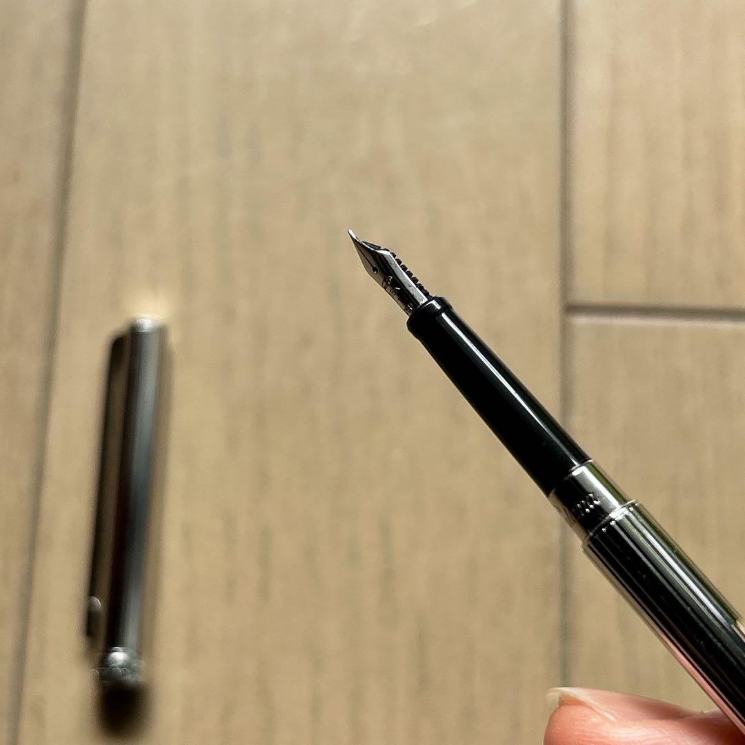 シャレーナ銀 EF ストライプ ブラック セーラー万年筆