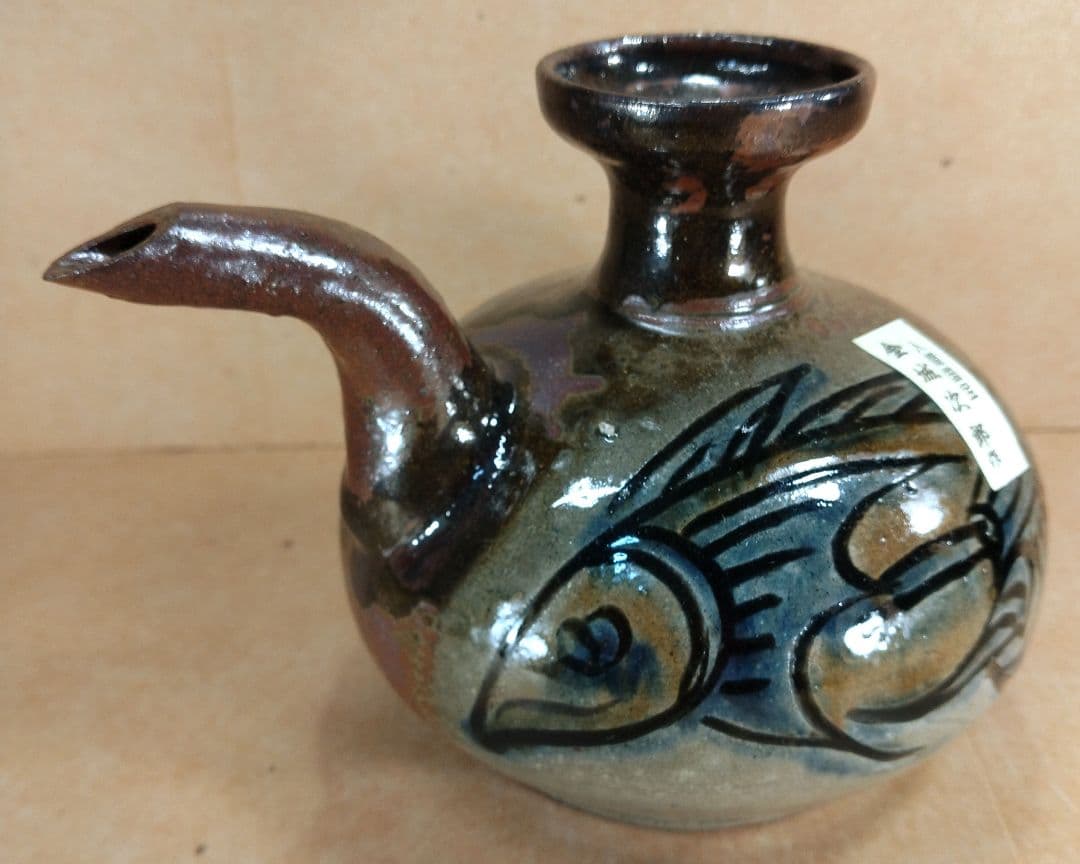 目がハート！大珍品【本物保証】金城次郎 壷屋焼 カラカラ(笑魚）共箱 人間国宝